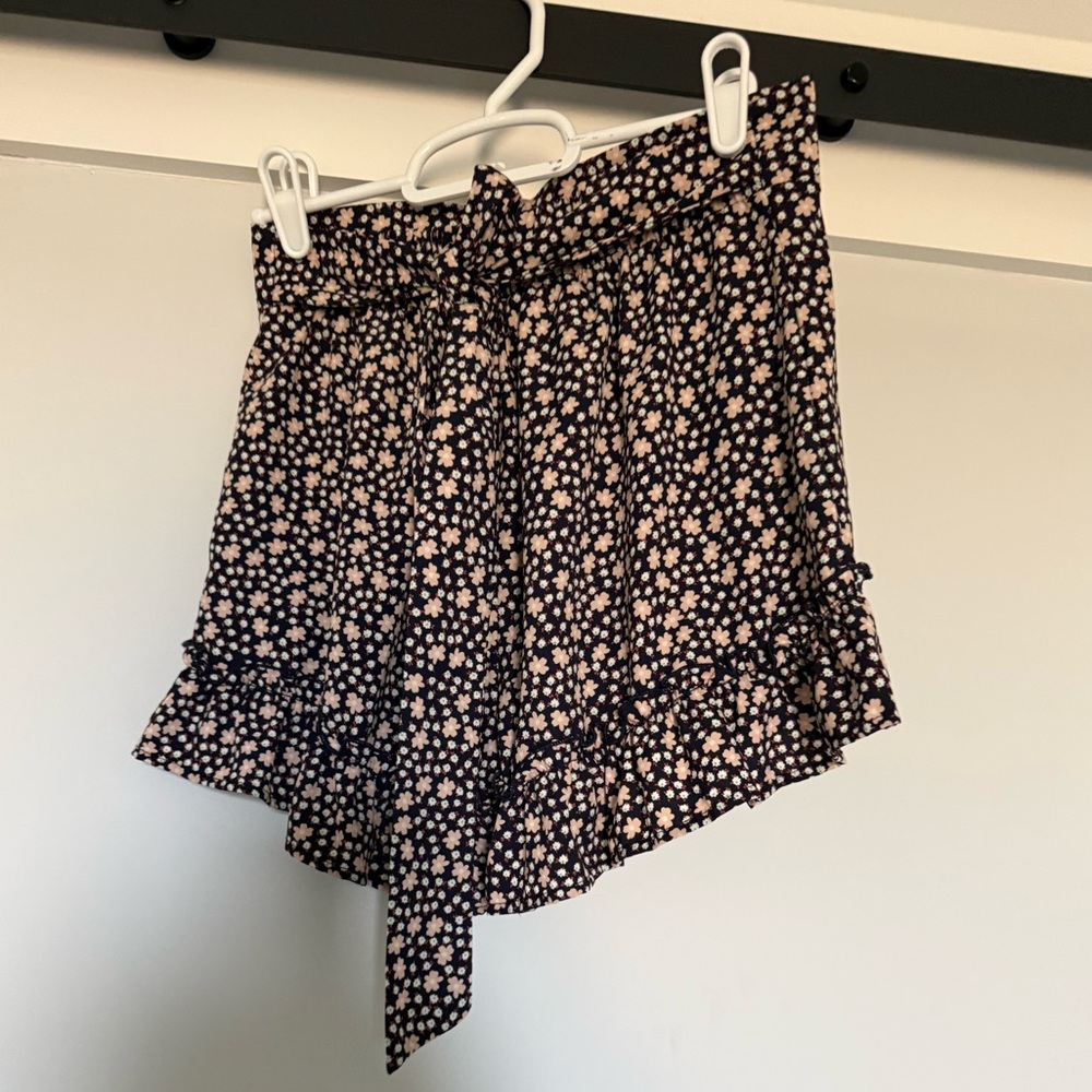 Floral Black Shorts